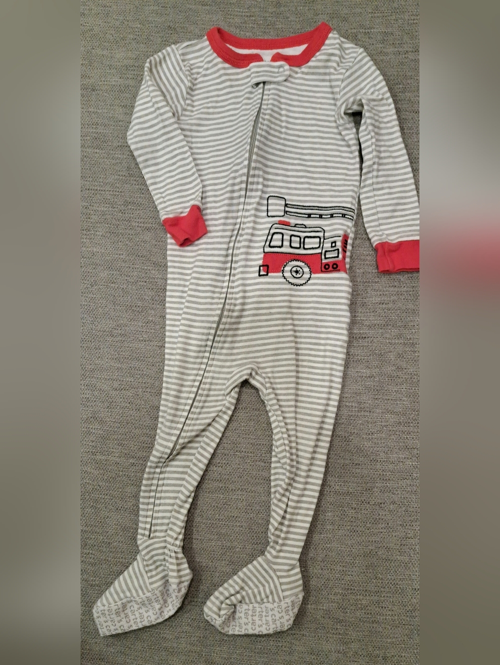 2/$10 Carter's Snug Fit Zipper Closure Firetruck Pajama